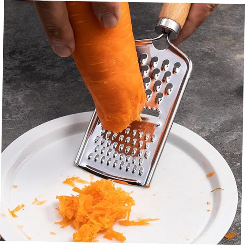 Multi Functional Stainless Steel Grater Set 3PCS Manual Vegetable Slicer For Carrots Potatoes Cheese Easy Clean Wooden Handle - Image 5