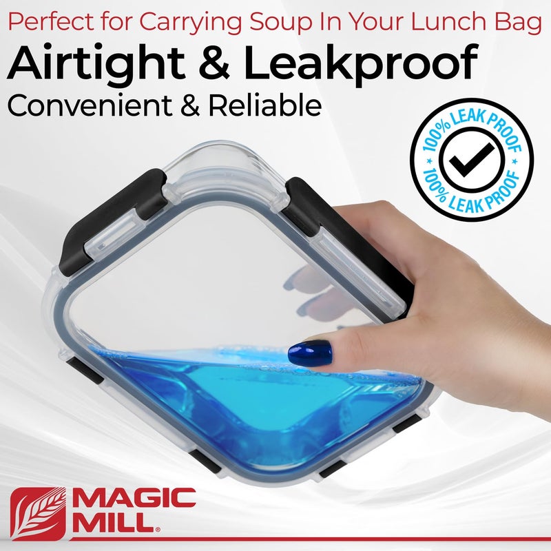 Magic Mill Premium Borosilicate Glass Food Storage Containers with lids Set | 24pc Sets with 12 Bowls & 12 Airtight Locking Lids for Lunch & Meal Prep, Safe for Oven, Freezer, Dishwasher, BPA-Free - Image 5