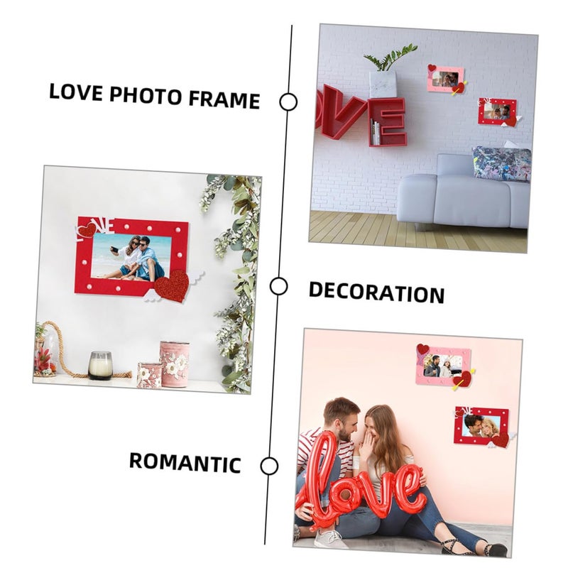 2Pcs Heart Shaped Non Woven Fabric Photo Frames Desk Display Decor For Wedding Party Romantic Love Set - Image 4