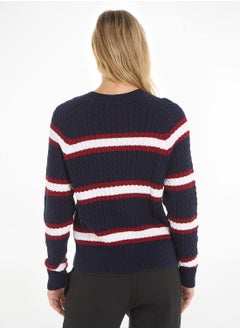 TOMMY HILFIGER Women's Cable Knit Sweater - Cotton, Multicolor  - Image 3