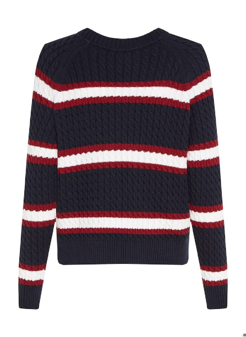TOMMY HILFIGER Women's Cable Knit Sweater - Cotton, Multicolor  - Image 4