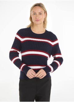 TOMMY HILFIGER Women's Cable Knit Sweater - Cotton, Multicolor  - Image 1
