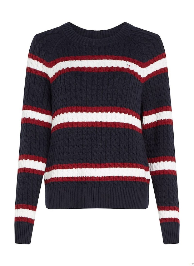 TOMMY HILFIGER Women's Cable Knit Sweater - Cotton, Multicolor  - Image 2