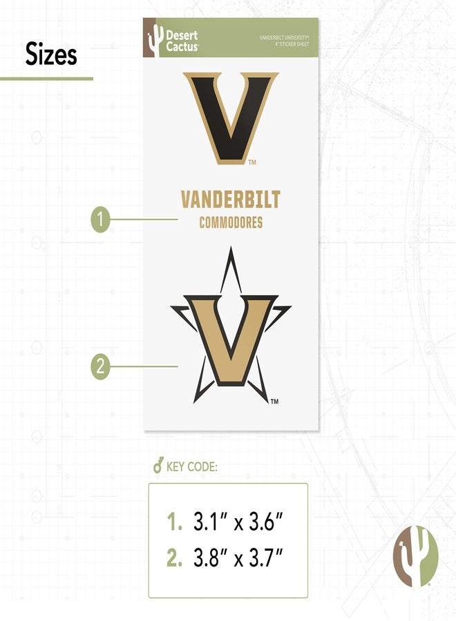 Desert Cactus Vanderbilt University Sticker Vanderbilt Commodores Vinyl Decal Laptop Water Bottle Car Scrapbook Sheet (4 Inch Set V1) - Image 3