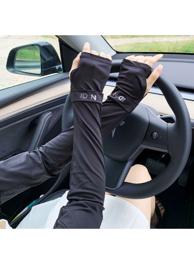 Goolsky 1Pair Unisex Arm Sleeves for Men Women Elastic UV Protection Arm Cover Ice Silk Cooling Sleeves for Outdoor Driving - Image 4
