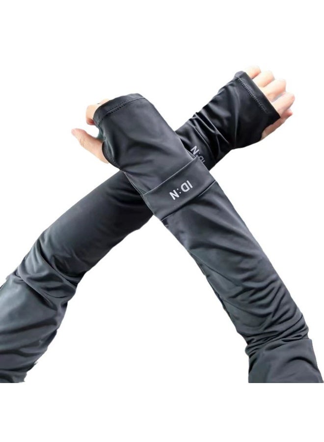 Goolsky 1Pair Unisex Arm Sleeves for Men Women Elastic UV Protection Arm Cover Ice Silk Cooling Sleeves for Outdoor Driving - Image 3