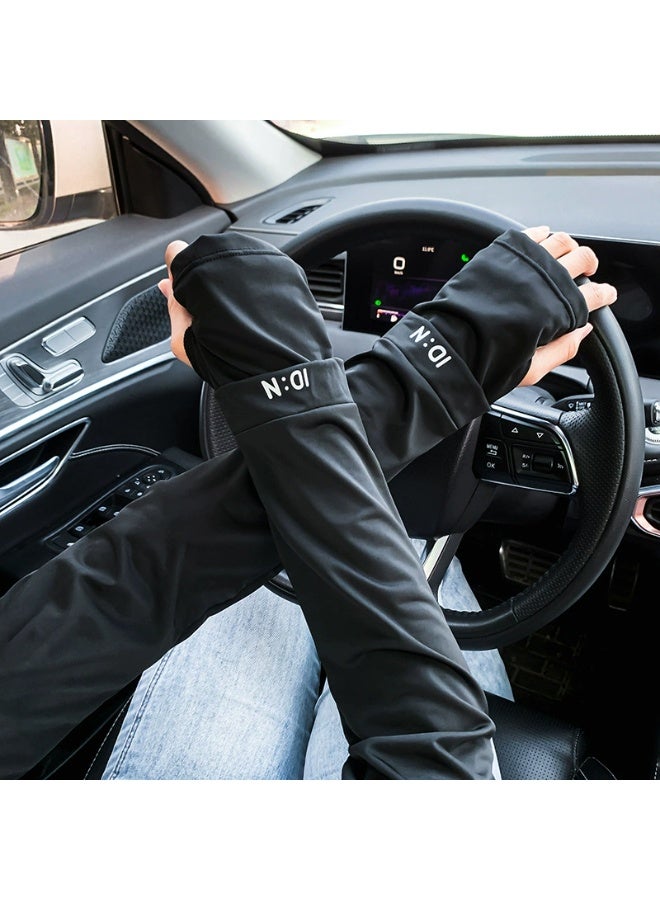Goolsky 1Pair Unisex Arm Sleeves for Men Women Elastic UV Protection Arm Cover Ice Silk Cooling Sleeves for Outdoor Driving - Image 1