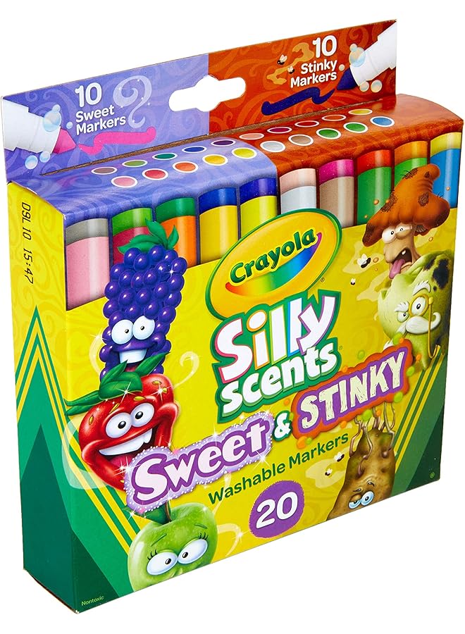 كرايولا مجموعة من 20 قلم تحديد عريض الخط قابل للغسل برائحة حلوة وكريهة من Silly Scents - Image 4