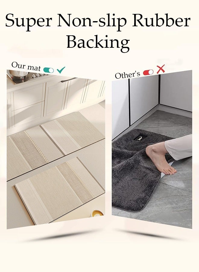 DUNISO مجموعة سجادات حمام من طين الدياتوم، سجادة حمام مطبخ فائقة النعومة والامتصاص، سجادات حمام غير قابلة للانزلاق وسريعة الجفاف، سجادة أرضية لحوض الاستحمام والأرضية والحمام والدش 40*60 سم/40*120 سم - Image 2