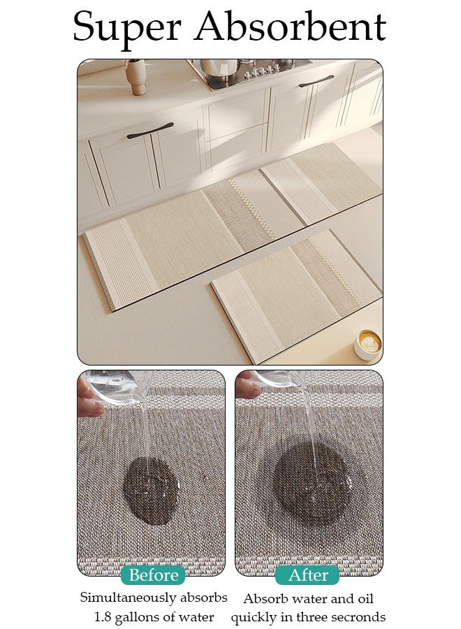 DUNISO مجموعة سجادات حمام من طين الدياتوم، سجادة حمام مطبخ فائقة النعومة والامتصاص، سجادات حمام غير قابلة للانزلاق وسريعة الجفاف، سجادة أرضية لحوض الاستحمام والأرضية والحمام والدش 40*60 سم/40*120 سم - Image 5