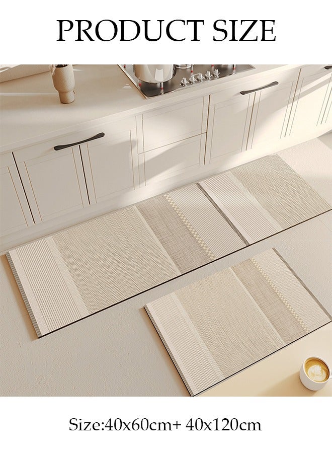 DUNISO مجموعة سجادات حمام من طين الدياتوم، سجادة حمام مطبخ فائقة النعومة والامتصاص، سجادات حمام غير قابلة للانزلاق وسريعة الجفاف، سجادة أرضية لحوض الاستحمام والأرضية والحمام والدش 40*60 سم/40*120 سم - Image 4