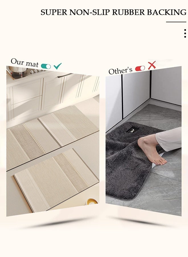 DUNISO مجموعة سجادات حمام من طين الدياتوم، سجادة حمام مطبخ فائقة النعومة والامتصاص، سجادات حمام غير قابلة للانزلاق وسريعة الجفاف، سجادة أرضية لحوض الاستحمام والأرضية والحمام والدش 40*60 سم/40*120 سم - Image 5