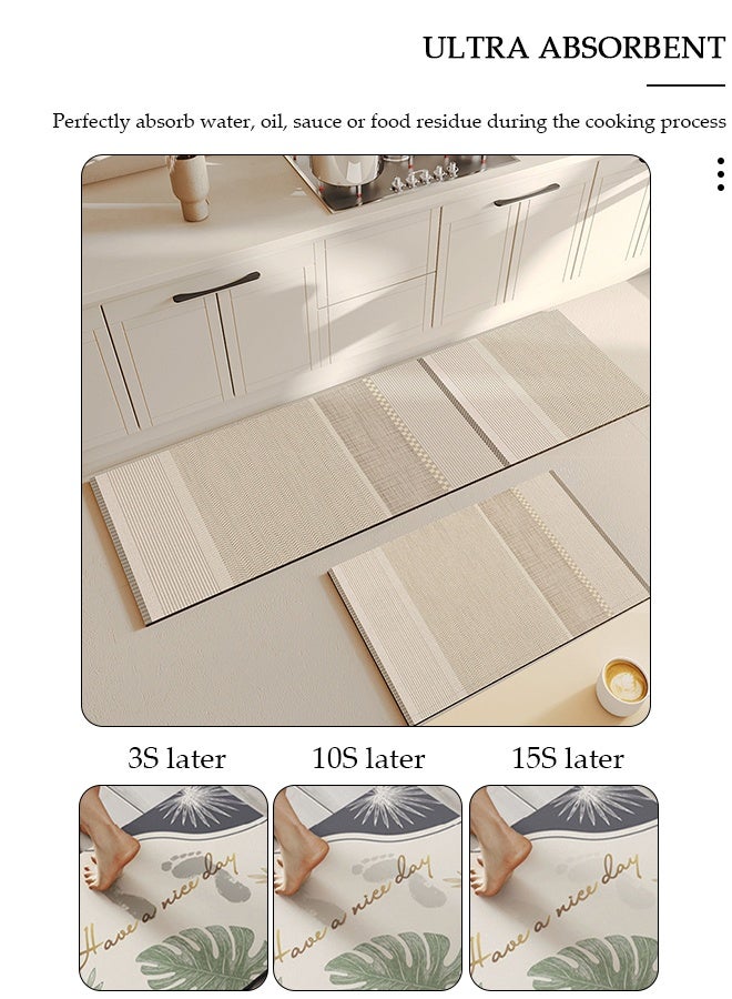 DUNISO مجموعة سجادات حمام من طين الدياتوم، سجادة حمام مطبخ فائقة النعومة والامتصاص، سجادات حمام غير قابلة للانزلاق وسريعة الجفاف، سجادة أرضية لحوض الاستحمام والأرضية والحمام والدش 40*60 سم/40*120 سم - Image 3