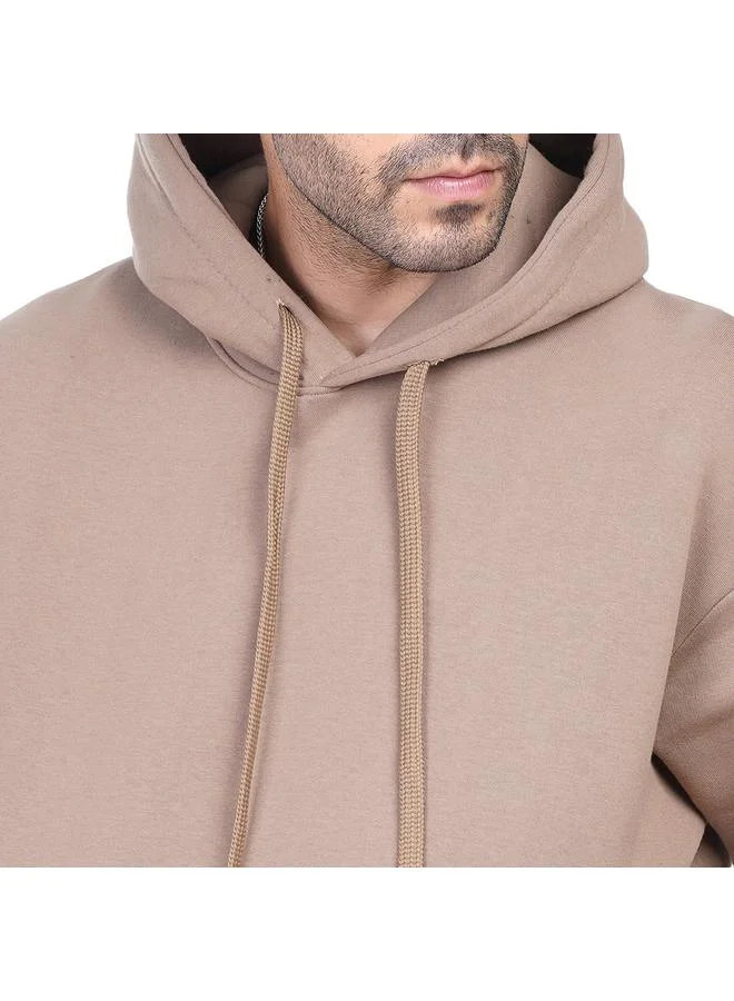 كوب سويت شيرت بغطاء رأس سادة بأكمام طويلة للرجال