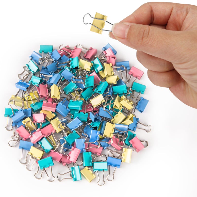 OWLKELA 120 Pack Mini Binder Clips, Color Binder Clips, Small Paper Clips 15mm 5/8 Inch. Micro Size Office Clips for Home School Office and Business. - Image 1