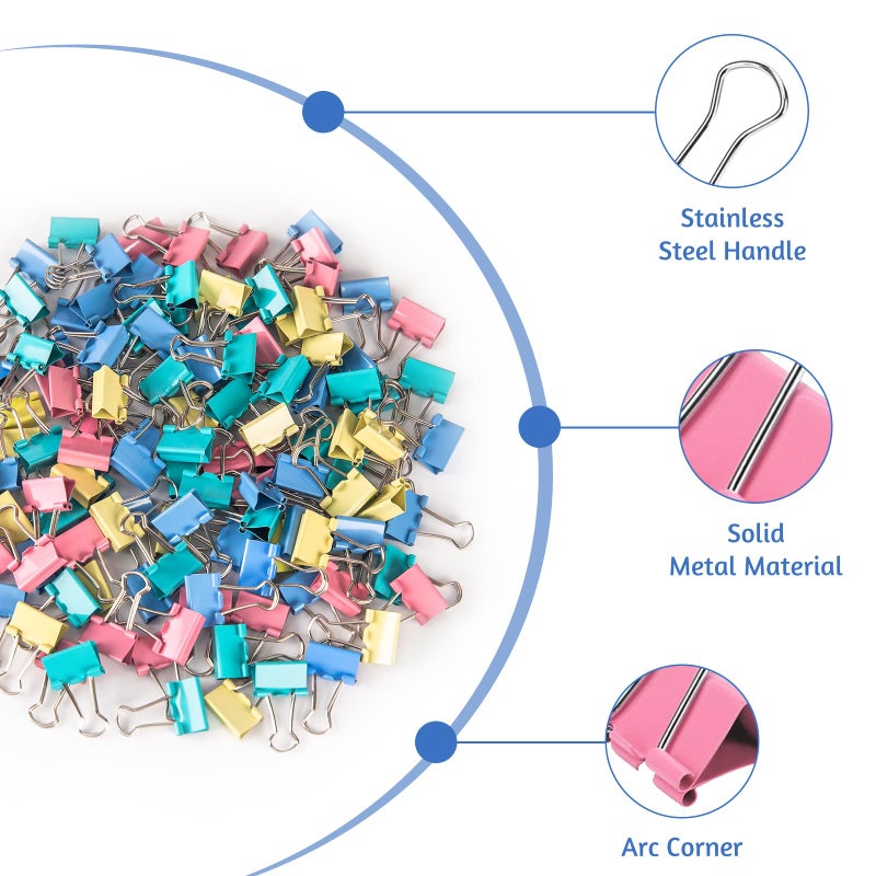 OWLKELA 120 Pack Mini Binder Clips, Color Binder Clips, Small Paper Clips 15mm 5/8 Inch. Micro Size Office Clips for Home School Office and Business. - Image 3