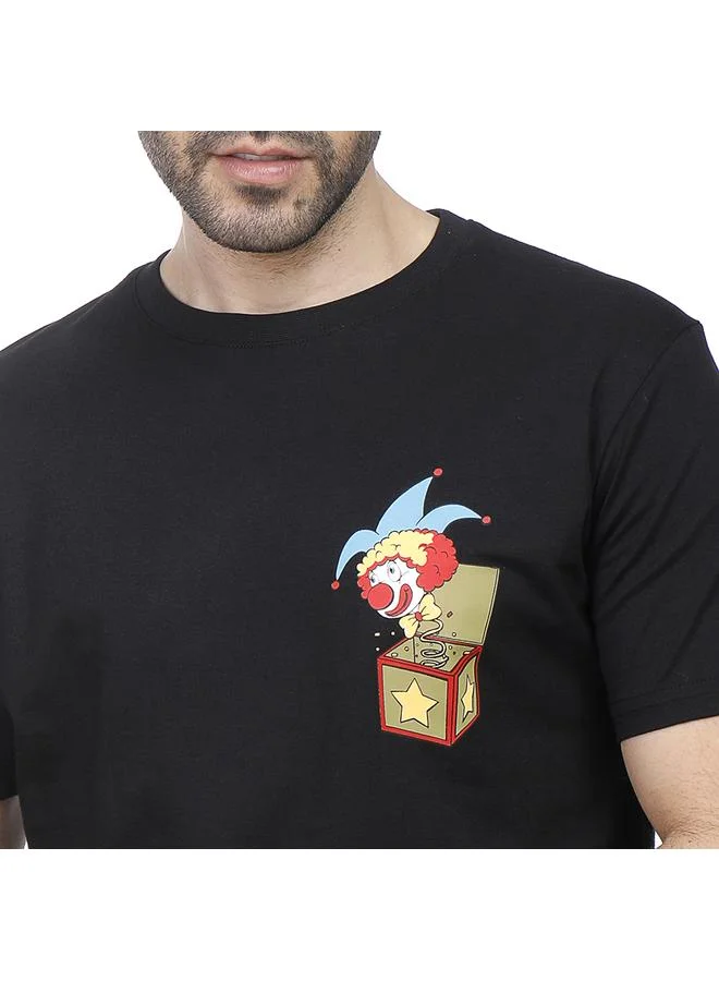 Coup Printed Single Jersey T-Shirt – Black