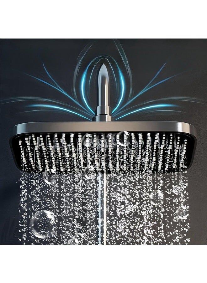 DAREU Thermostatic Shower System with 12-Inch Shower Head, 4-Function Piano Key Control, 3-Function Handheld Shower, Bidet Sprayer, and Bath Mixer – Wall-Mounted, Adjustable Shower Rod, Self-Cleaning Silicone Nozzles, 360° Rotation – Modern Black Finish, Brass Body  - Image 5