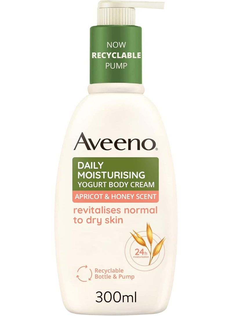 Aveeno Daily Moisturising Yogurt Body Cream, Apricot & Honey Scent, 300ml - Image 1