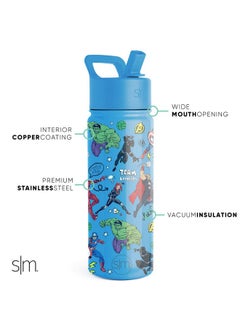 Simple Modern Simple Modern Marvel Avengers Water Bottle with Straw Lid | Insulated Stainless Steel Reusable Tumbler Gifts for Teenagers, Men | Summit Collection | 18oz, Avengers Heroes  - Image 2