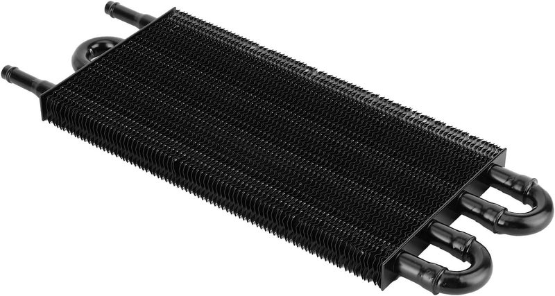 Hyuduo Anodized Aluminum Oil Cooler for Transmission & Power Steering Cooling 4-Row Black Radiator for Street Cars Compatible with Most Vehicles - Image 3