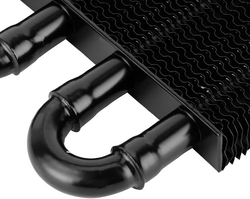 Hyuduo Anodized Aluminum Oil Cooler for Transmission & Power Steering Cooling 4-Row Black Radiator for Street Cars Compatible with Most Vehicles - Image 2