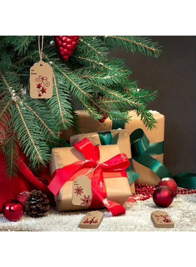 Holiday Season Gift Tags With Plaid Snowflake Tree Elk Patterns Twine Rope - Image 4