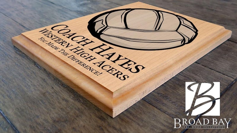 Broad Bay Volleyball Coach Gift Plaque SIGNABLE PERSONALIZED Recognition & Appreciation Award for Coaches - Team Signatures & Thank You Notes - Solid Wood - 8.5in x 11in x .75in (Volleyball Coach) - Image 3