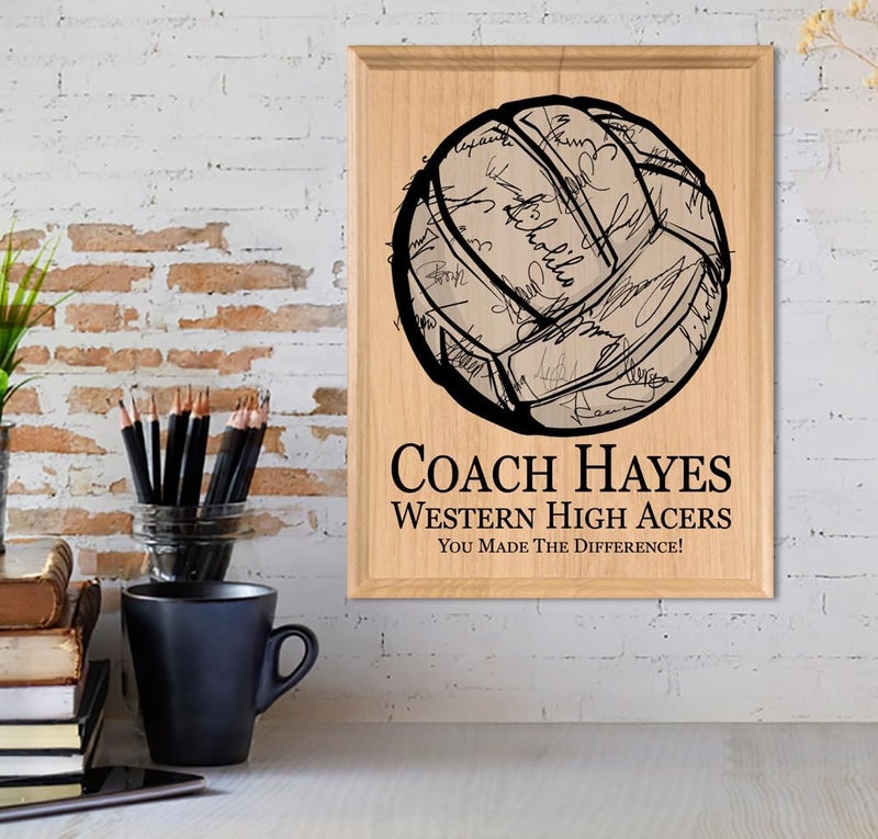 Broad Bay Volleyball Coach Gift Plaque SIGNABLE PERSONALIZED Recognition & Appreciation Award for Coaches - Team Signatures & Thank You Notes - Solid Wood - 8.5in x 11in x .75in (Volleyball Coach) - Image 4