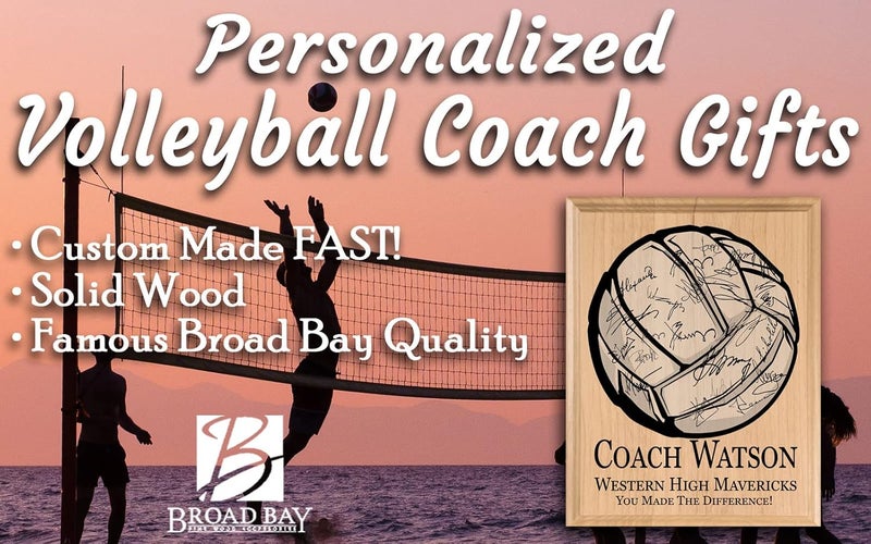 Broad Bay Volleyball Coach Gift Plaque SIGNABLE PERSONALIZED Recognition & Appreciation Award for Coaches - Team Signatures & Thank You Notes - Solid Wood - 8.5in x 11in x .75in (Volleyball Coach) - Image 2