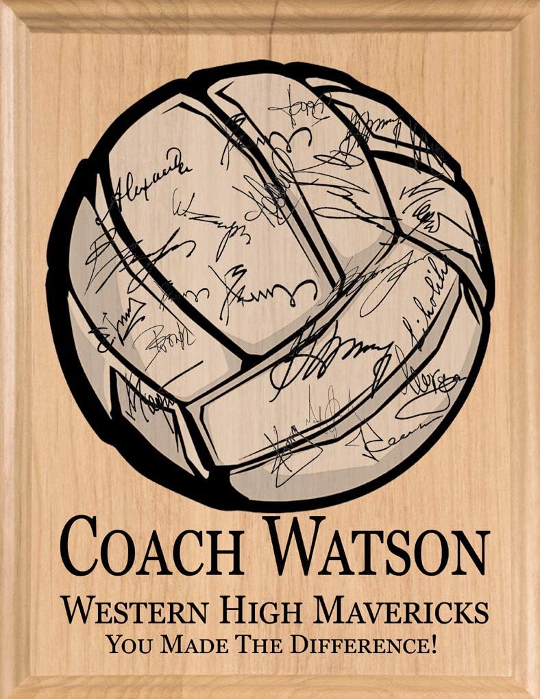Broad Bay Volleyball Coach Gift Plaque SIGNABLE PERSONALIZED Recognition & Appreciation Award for Coaches - Team Signatures & Thank You Notes - Solid Wood - 8.5in x 11in x .75in (Volleyball Coach) - Image 1