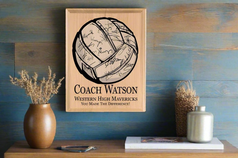 Broad Bay Volleyball Coach Gift Plaque SIGNABLE PERSONALIZED Recognition & Appreciation Award for Coaches - Team Signatures & Thank You Notes - Solid Wood - 8.5in x 11in x .75in (Volleyball Coach) - Image 5