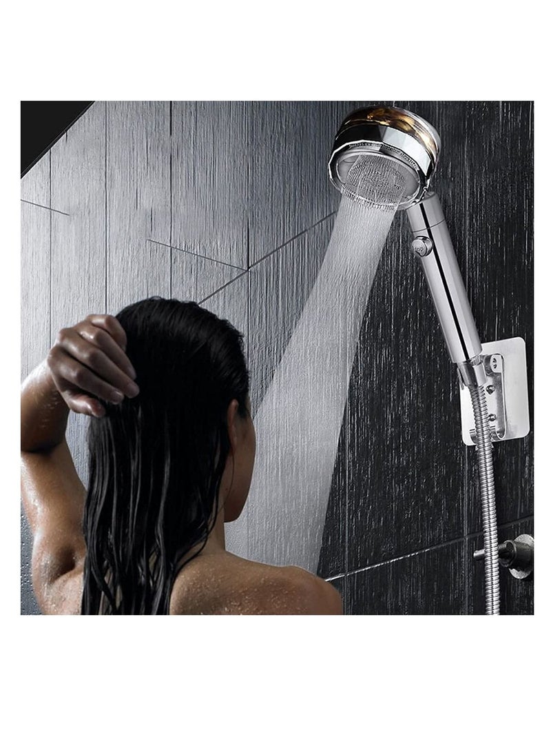 High Pressure Water Saving Shower Head with Filter and Pause Switch Easy Install Handheld Turbocharged 360 Degrees Rotating Purple - Image 3