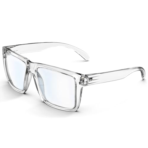 MAXJULI XXL Size Double Extra Large Z87 Sunglasses for Big Wide Heads Men TR90 Ultralight UV400 Protection Glasses 8228 Clear FrameAntiFog Lens - Image 1