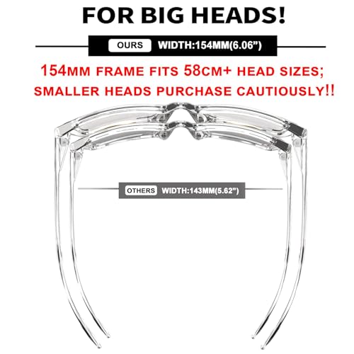 MAXJULI XXL Size Double Extra Large Z87 Sunglasses for Big Wide Heads Men TR90 Ultralight UV400 Protection Glasses 8228 Clear FrameAntiFog Lens - Image 3