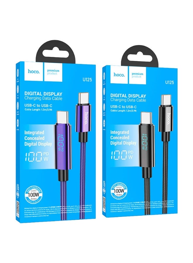 Hoco U125 100w Type C - C Digital display charging data cable, 1.2m - Image 3