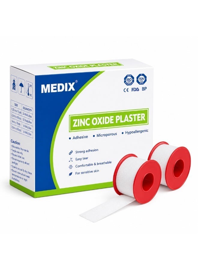 MEDIX Zinc Oxide Plaster Tape 5cm x 5m for Wound Dressing, Secure Fixation & First Aid - Pack of 6 - Image 2