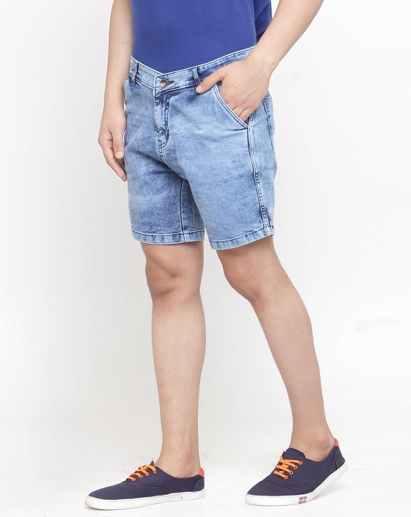 Ben Martin Men's Regular Fit Knee Length Blue Casual Wear Denim Shorts Size 32 - Image 4