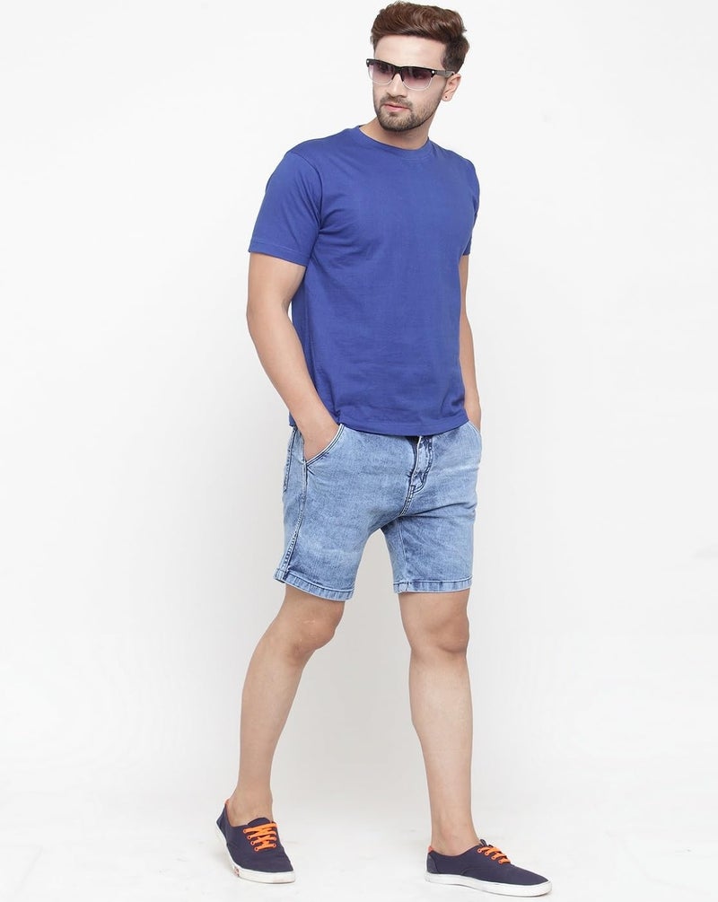 Ben Martin Men's Regular Fit Knee Length Blue Casual Wear Denim Shorts Size 32 - Image 5