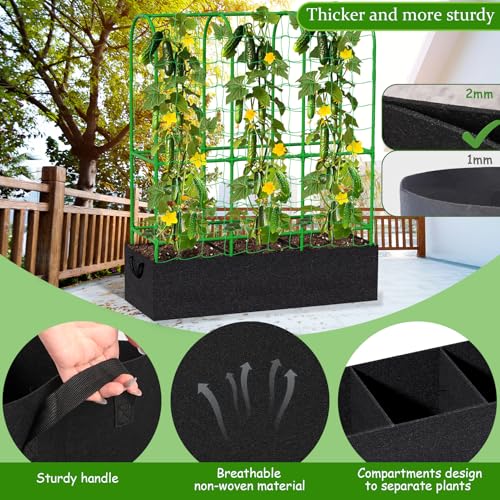 Srapwati 65"H x 50"W Cucumber Trellis with Grow Bag & Netting, U-Frame Metal Plant Support, Heavy-Duty Steel & Plastic, Green & Black, Rectangular, Climbing Plant Support Structure - Image 4