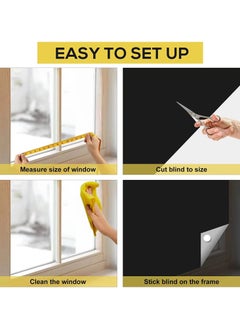YooA Portable Blackout Curtains Blinds With Stickers+Tape+Bag, 420D High-density Oxford Fabric Curtain Stick on Window No Drill, for Bedroom Living Room Bathroom Attic Car Travel 145*100cm  - Image 5