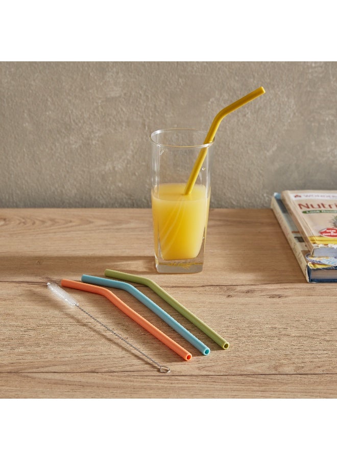 Home Box Easy Chef 5-Piece Silicone Straw with Cleaning Brush Set 0.75x22.2x0.75 cm - Image 1