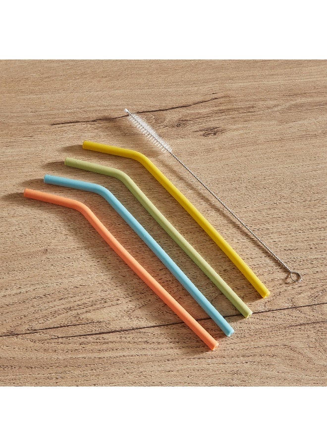 Home Box Easy Chef 5-Piece Silicone Straw with Cleaning Brush Set 0.75x22.2x0.75 cm - Image 2