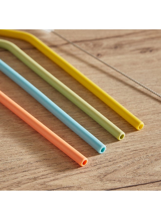 Home Box Easy Chef 5-Piece Silicone Straw with Cleaning Brush Set 0.75x22.2x0.75 cm - Image 3