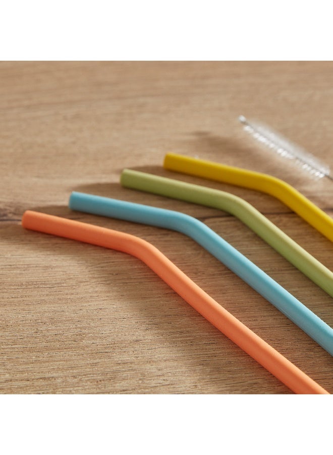 Home Box Easy Chef 5-Piece Silicone Straw with Cleaning Brush Set 0.75x22.2x0.75 cm - Image 4