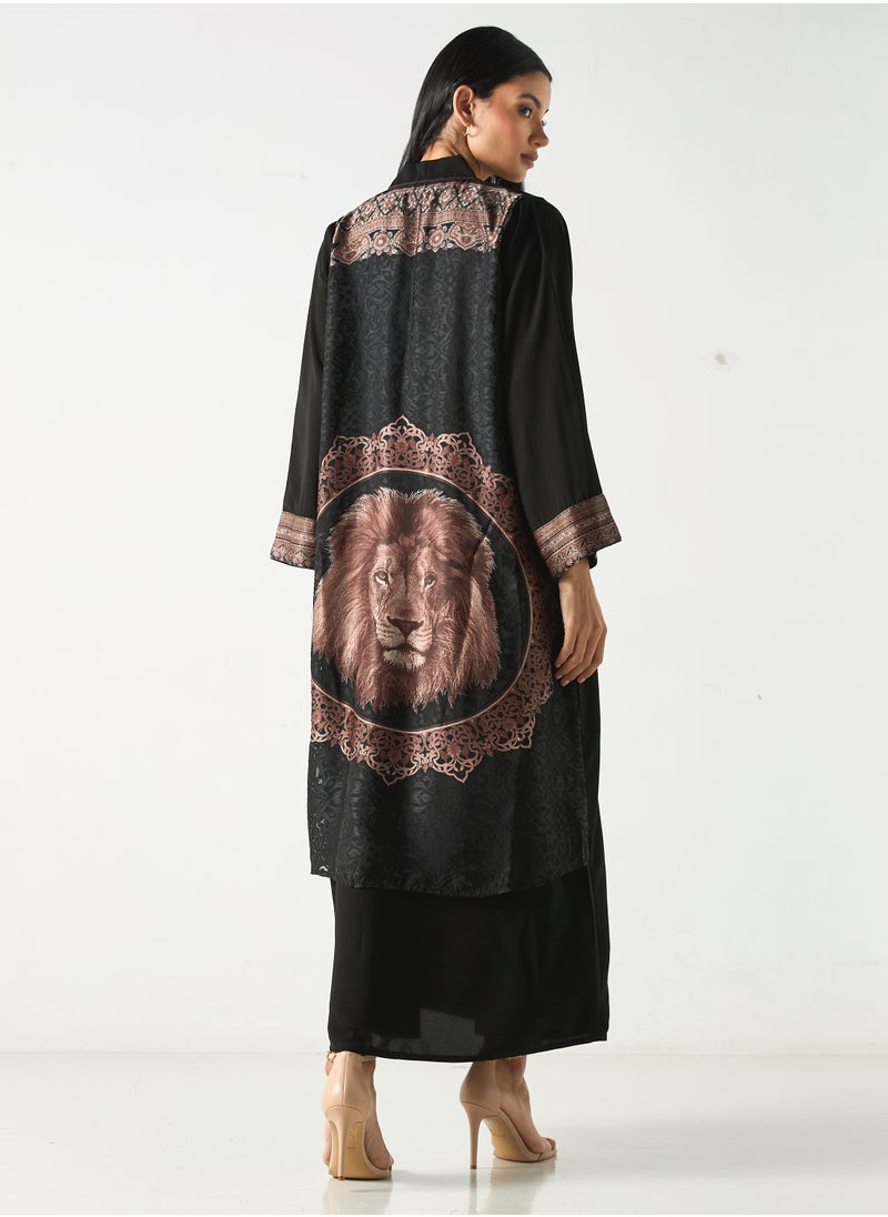 هدية المدينة  - HM - عباية مطبوعة مع الحجاب - Image 1