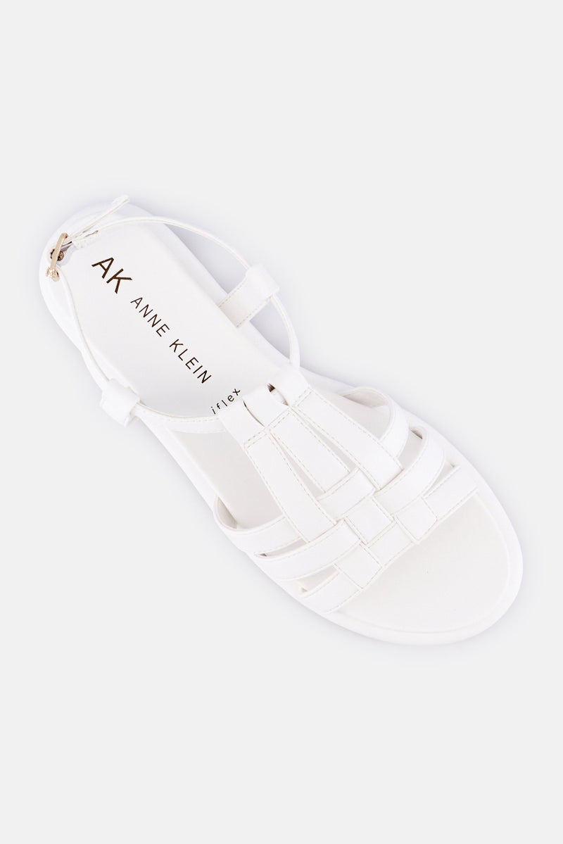 ANNE KLEIN صنادل نسائية متوسطة من أكيوود مع حزام قابل للتعديل، أبيض - Image 4