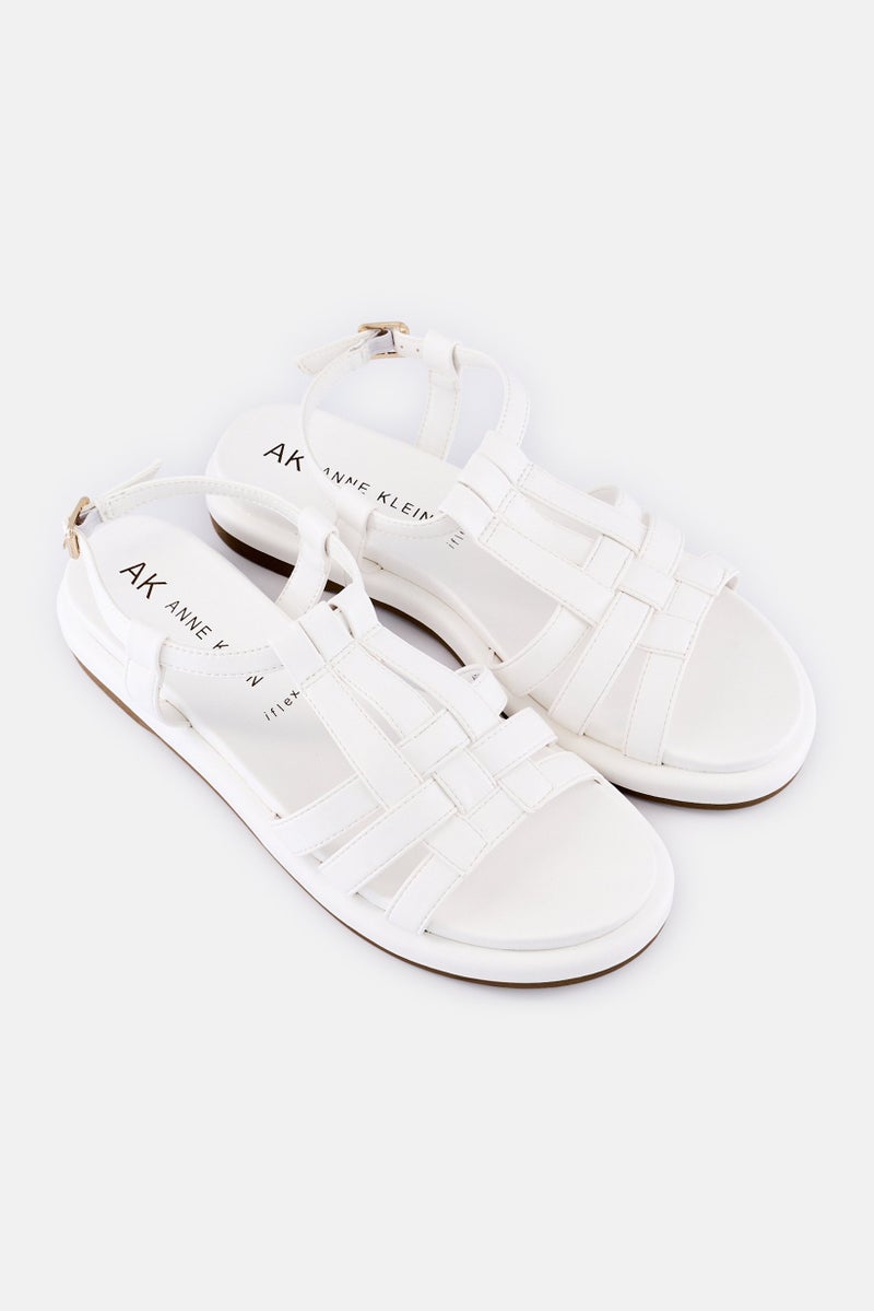 ANNE KLEIN صنادل نسائية متوسطة من أكيوود مع حزام قابل للتعديل، أبيض - Image 2