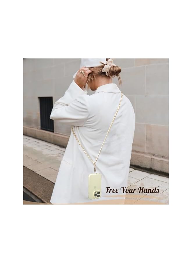 Green Tiger Universal Phone Lanyard, Metal Cell Phone Chain Anti-Theft Crossbody Strap for iPhone 15 Pro Max and Most Smartphones, Adjustable Cell Phone Neck Holder for Women, Gold & White - Image 5