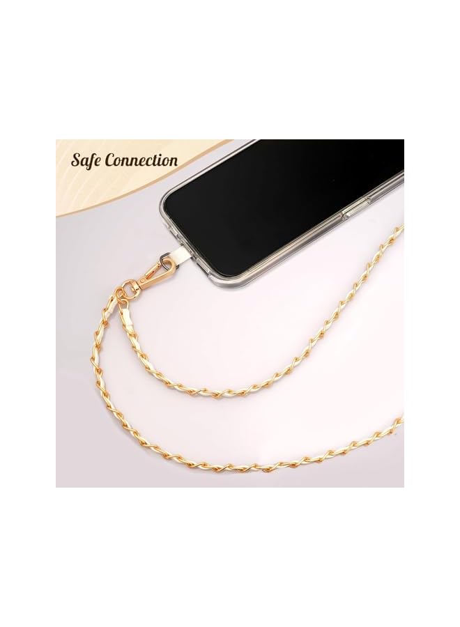 Green Tiger Universal Phone Lanyard, Metal Cell Phone Chain Anti-Theft Crossbody Strap for iPhone 15 Pro Max and Most Smartphones, Adjustable Cell Phone Neck Holder for Women, Gold & White - Image 4